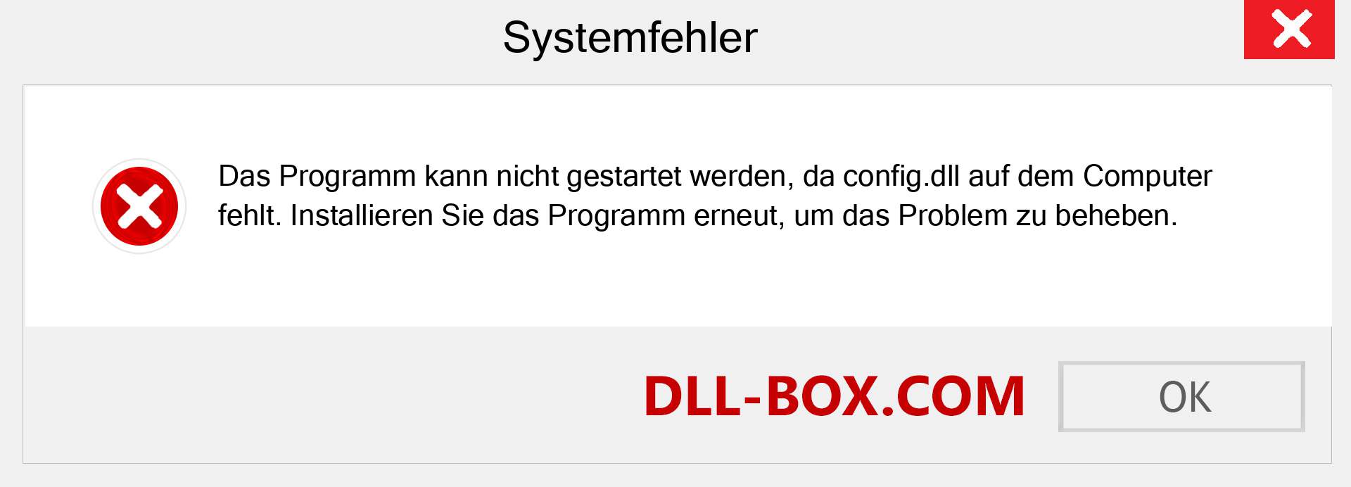 config.dll-Datei fehlt?. Download für Windows 7, 8, 10 - Fix config dll Missing Error unter Windows, Fotos, Bildern